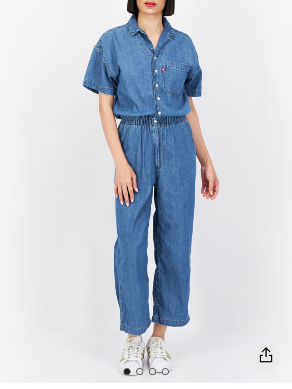 Levi's Women's Medium Blue Short-Sleeve Denim Heritage Jumpsuit S